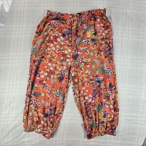 by ANTHROPOLOGIE Womens Iris Harem Pants Cropped Floral Coral L